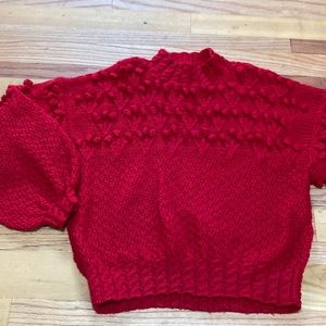 Splendid Red Irish HandKnit, Size OS, label missing, 100% Pure New Irish Wool.